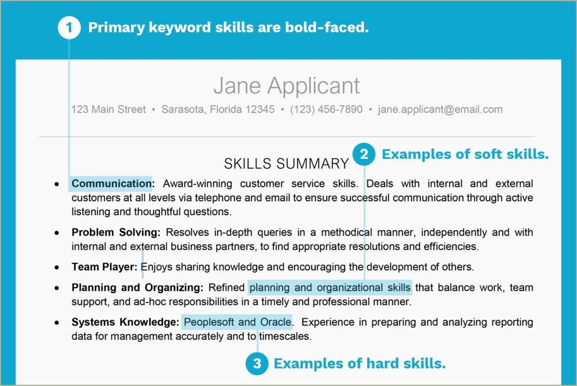 Key Skills Section Of A Resume