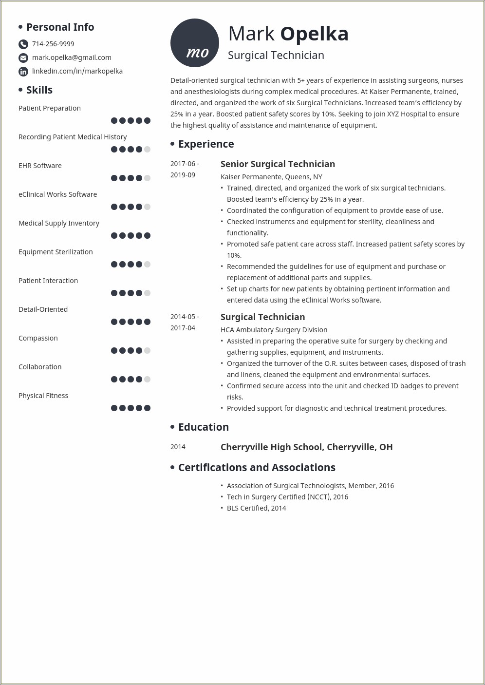 Key Words For Surgical Technology Resume
