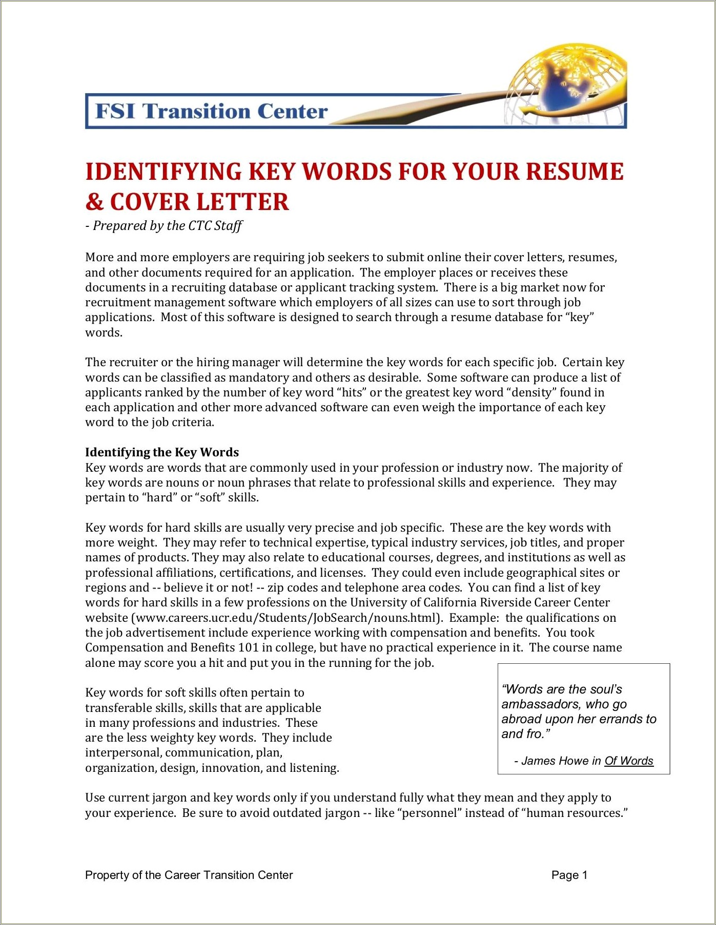 Keys Words To Use In A Resume