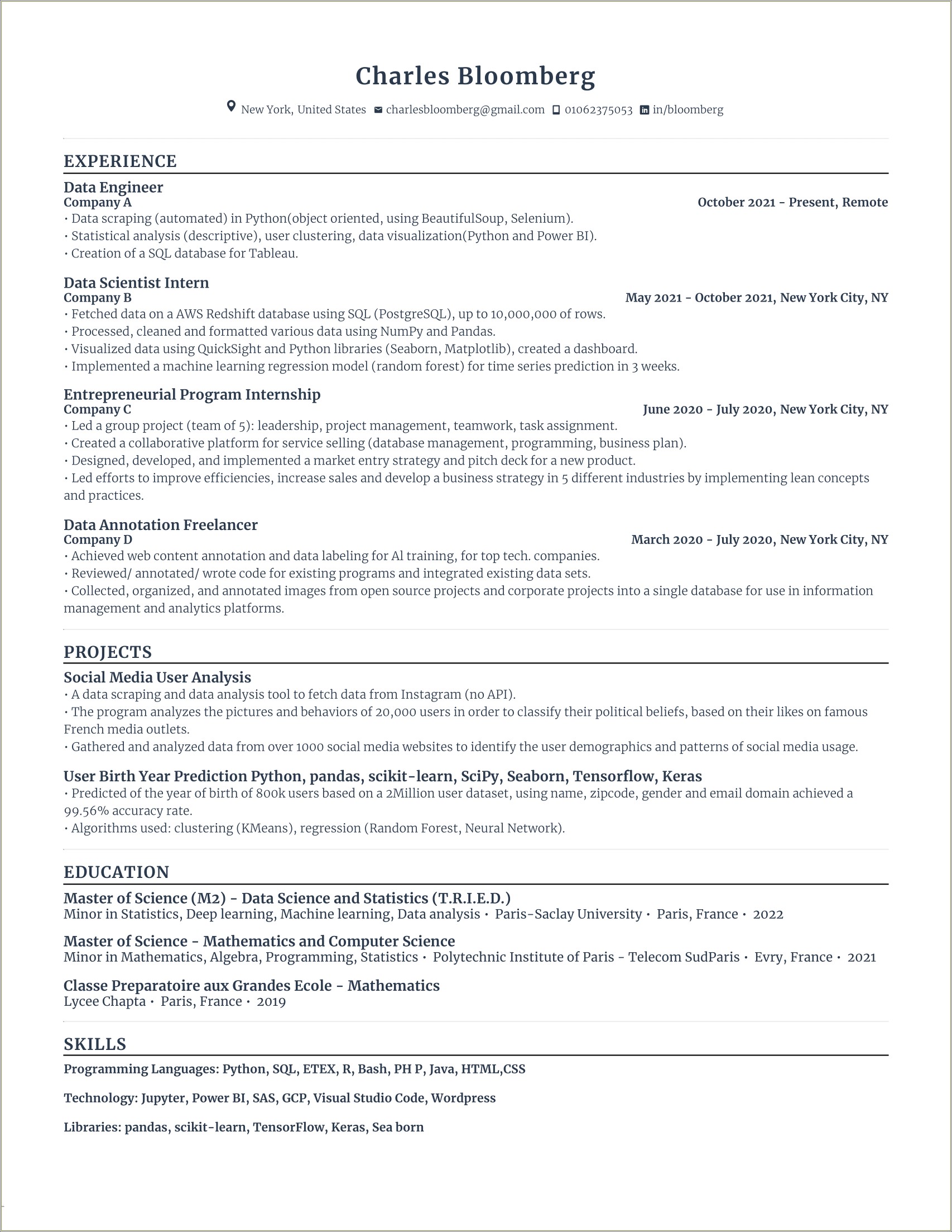 Keywords For Experience Levels On Resume