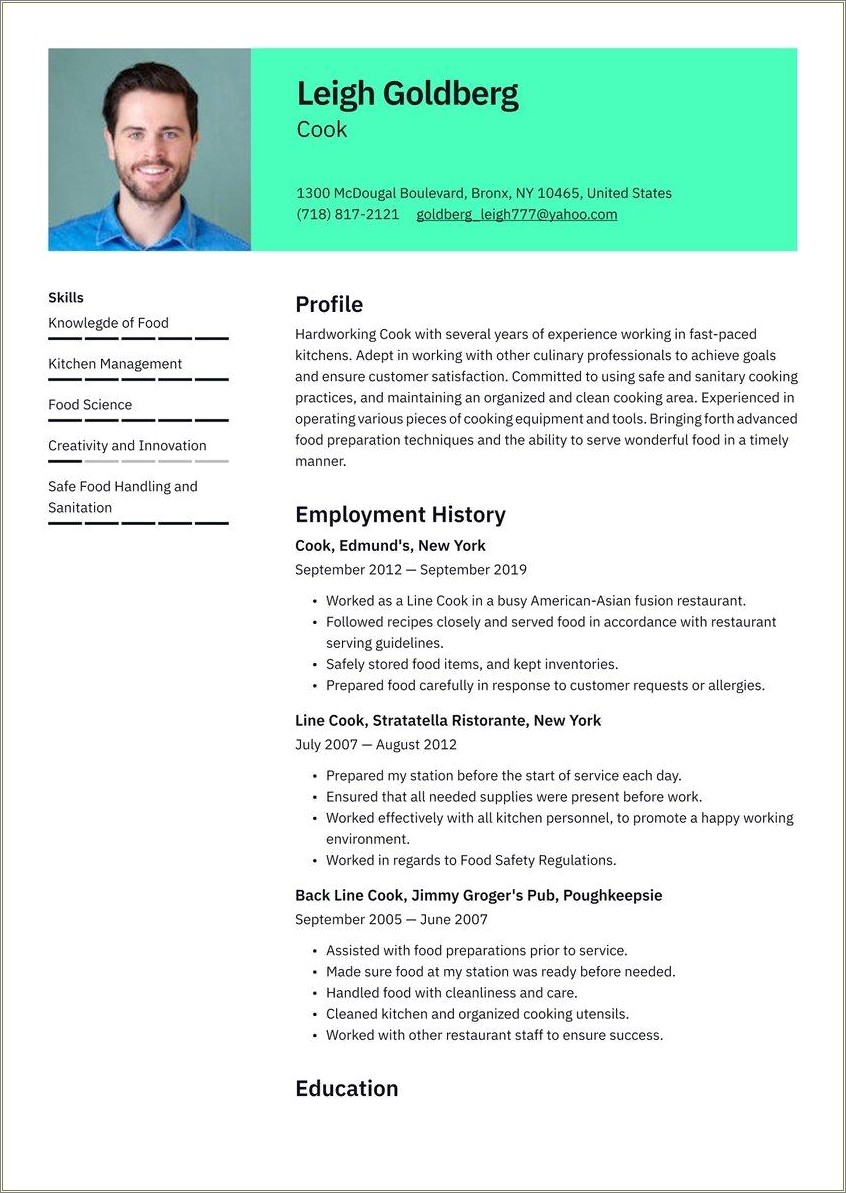 Kitchen Attendant Job Summary For Resume