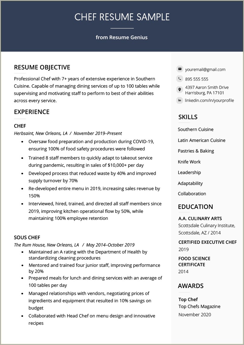 Kitchen Supervisor Job Description For Resume