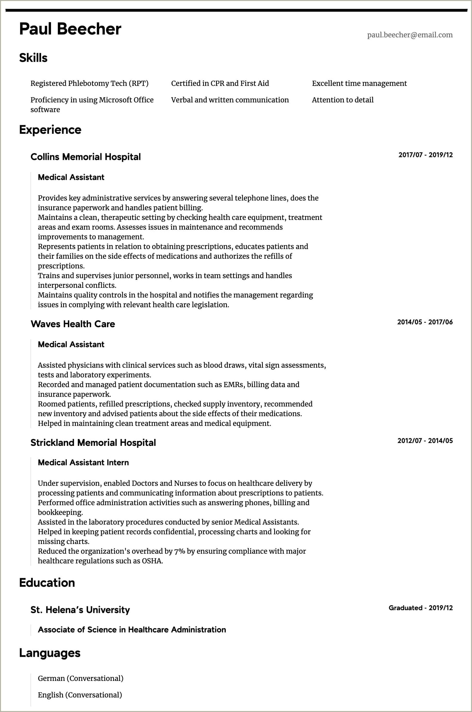 Lab Dumentation And Record Specialist Resume Samples