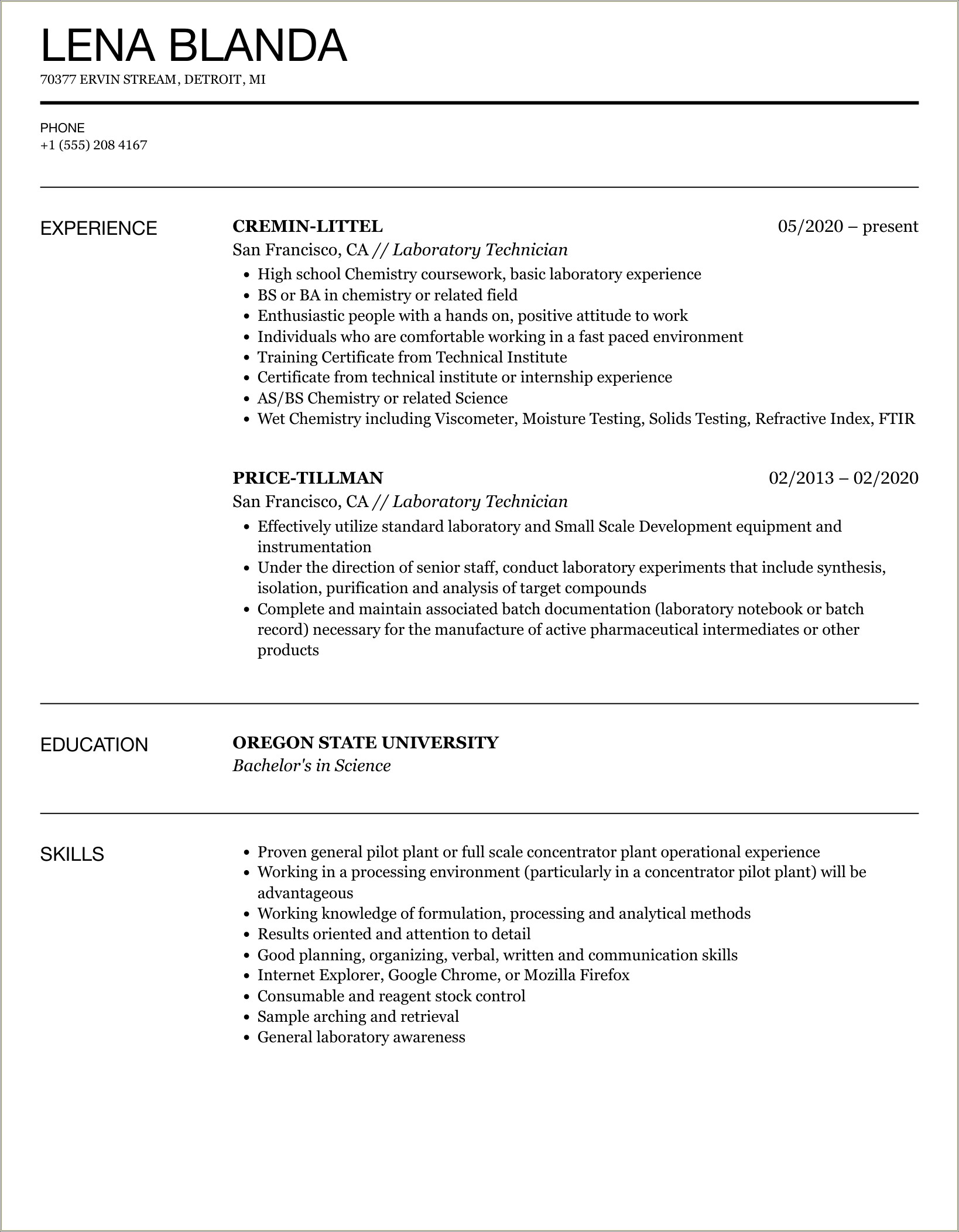 Lab Skills That Are Vital In Resume