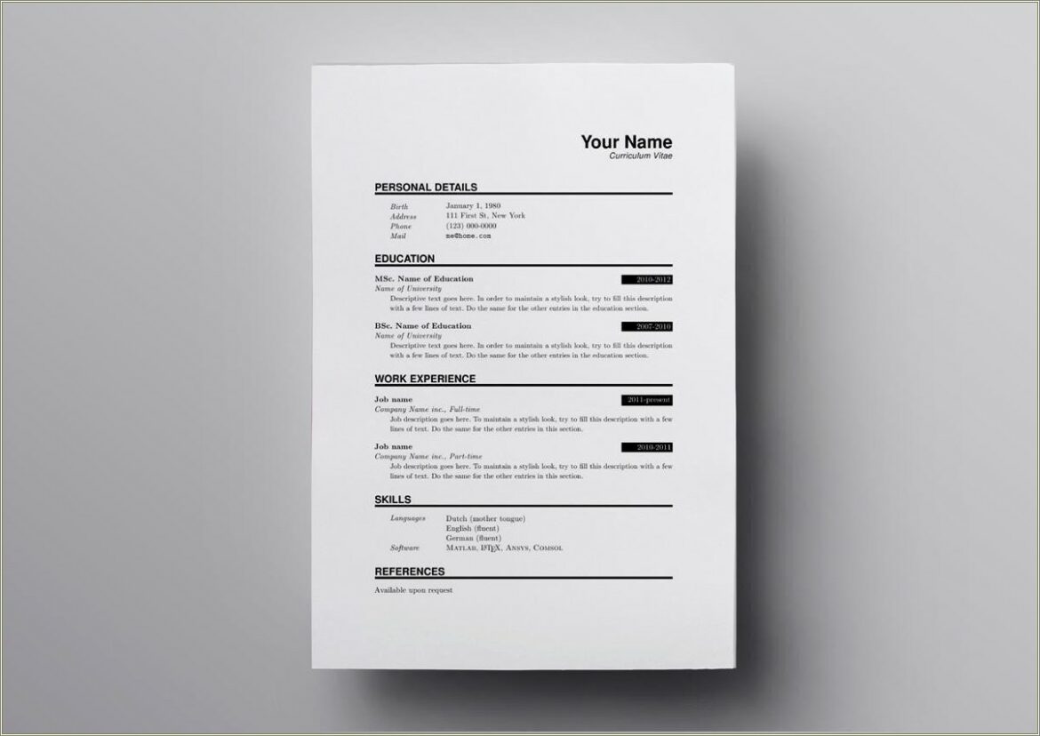 Latex Resume Templates Computer Science Reddit