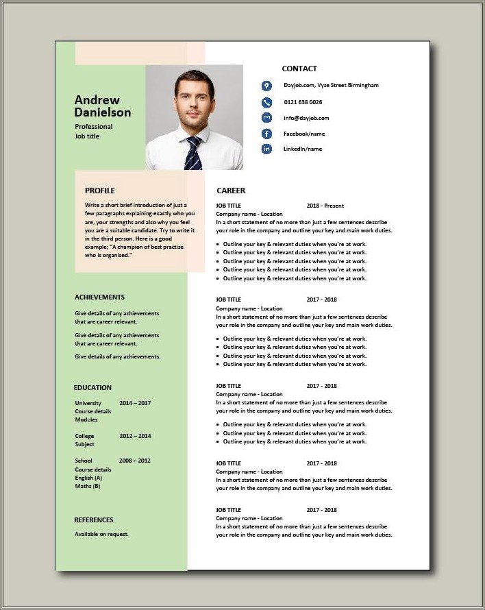 Layout For A Resume For Job Application