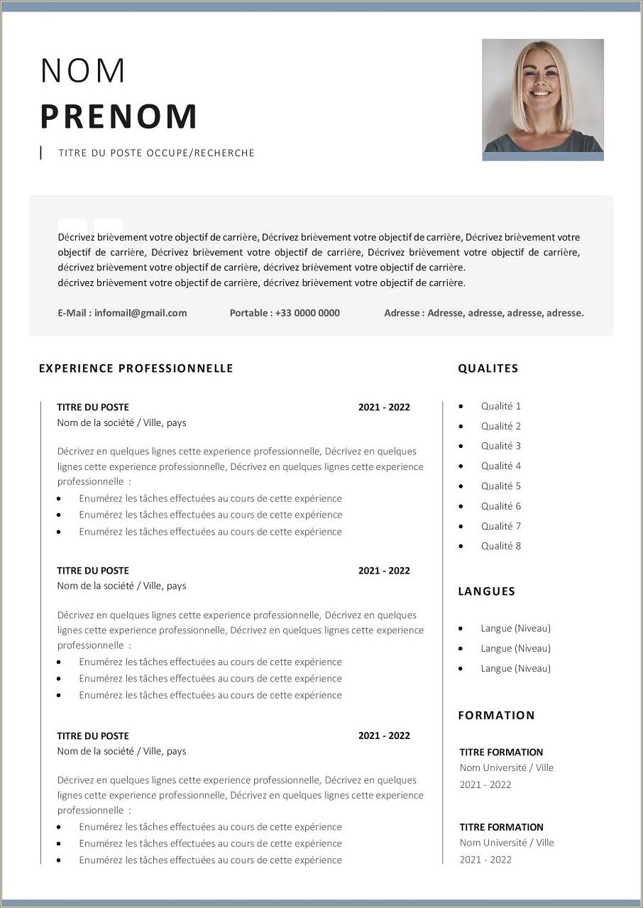 Layout In Word For A Resume