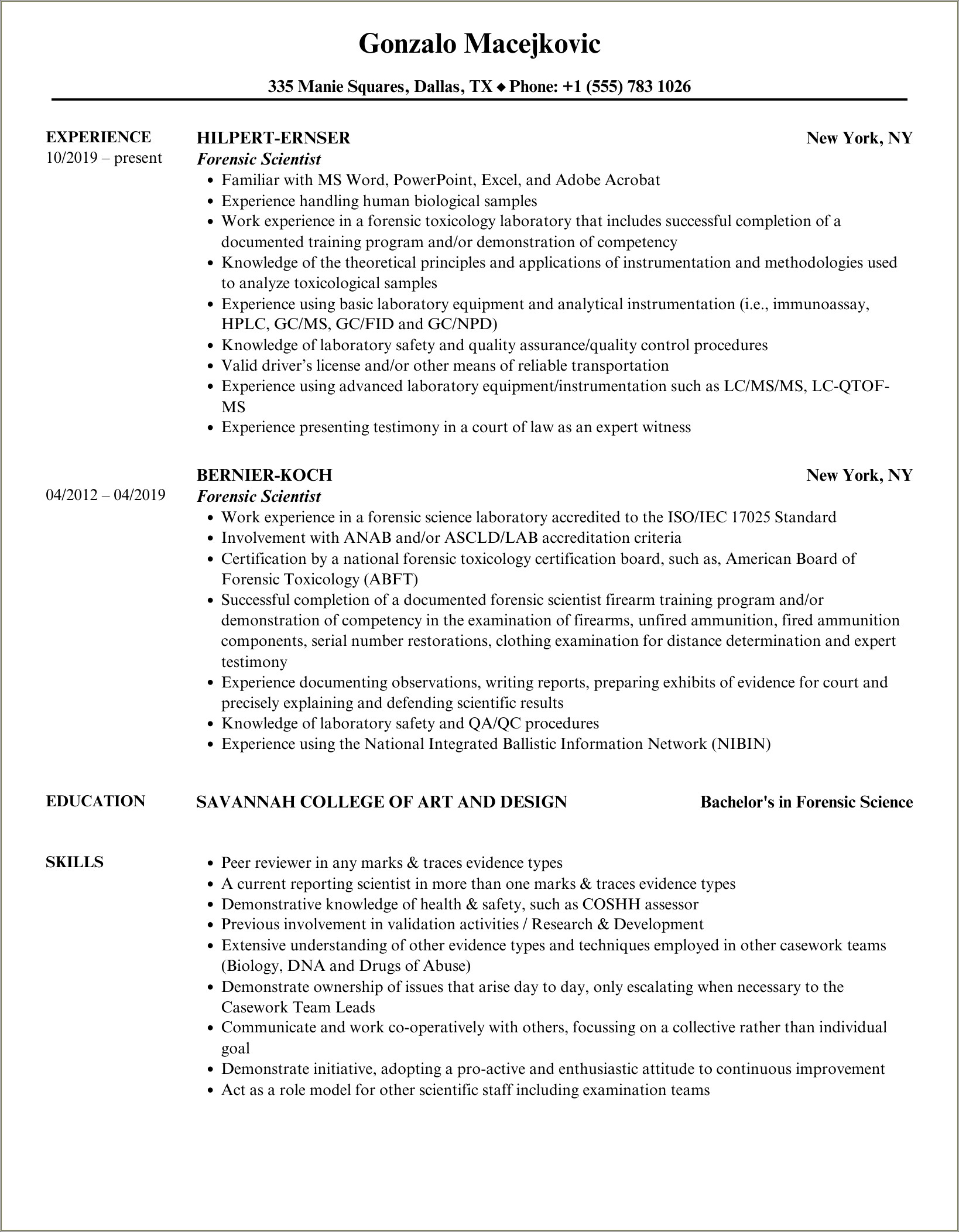 Lead Forensics On A Resume Description