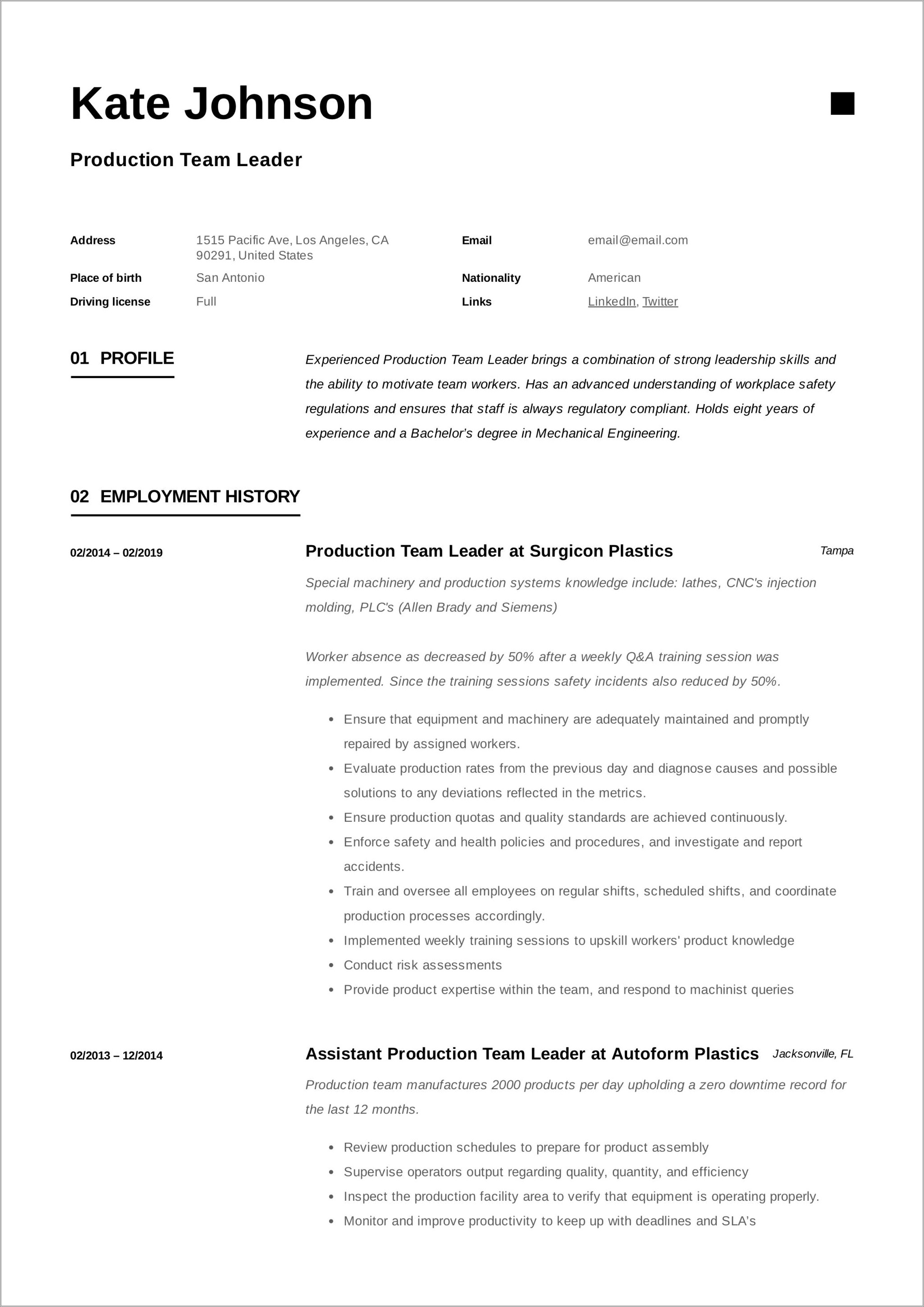 Leadership Accomplisments On A Resume Examples