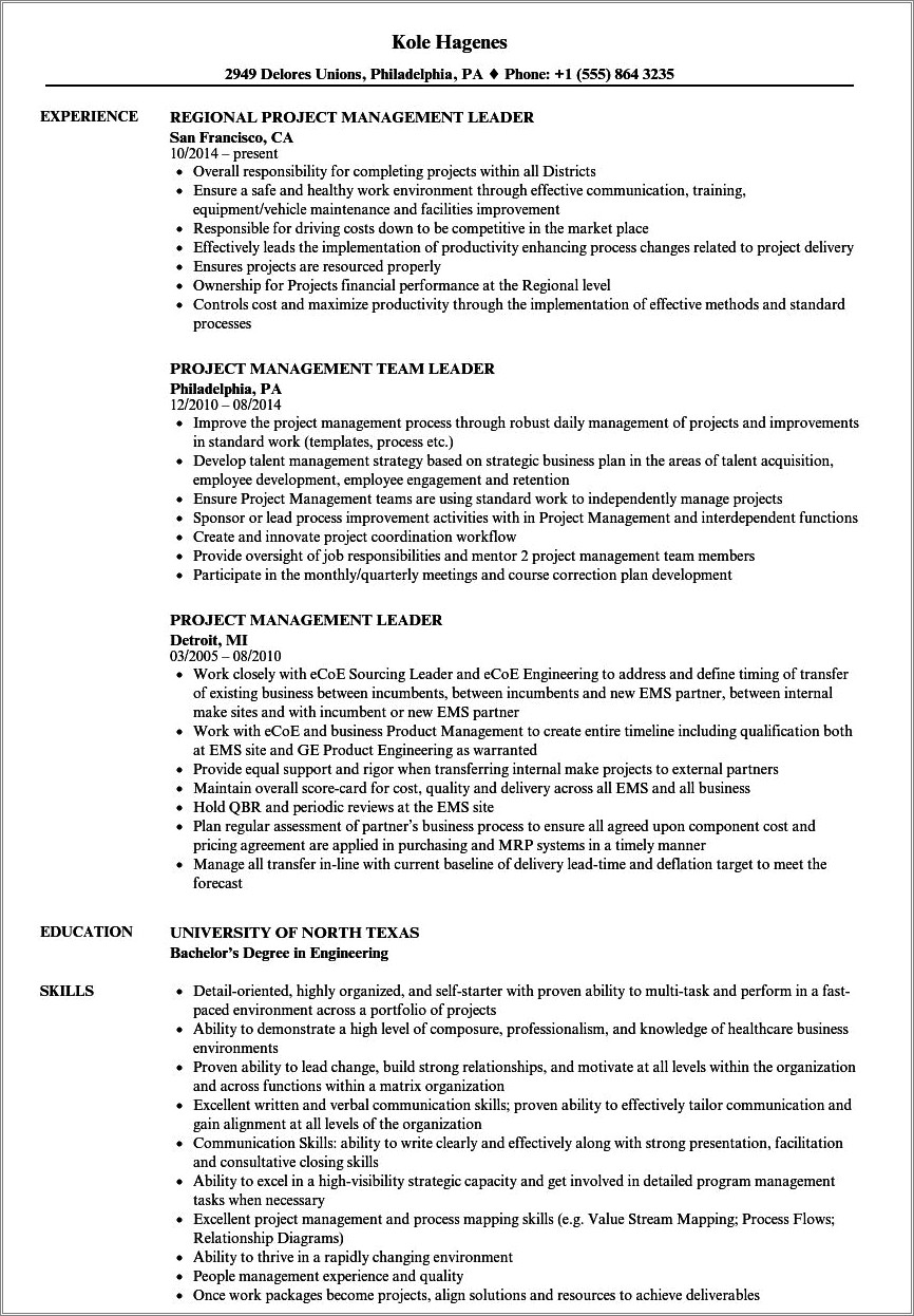 Leadership Skills Examples For A Resume