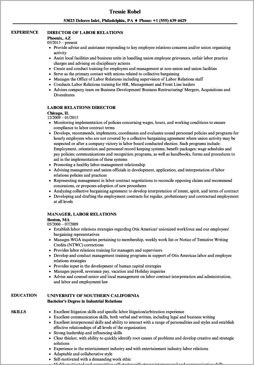 Leading In A Union Free Work Place Resume