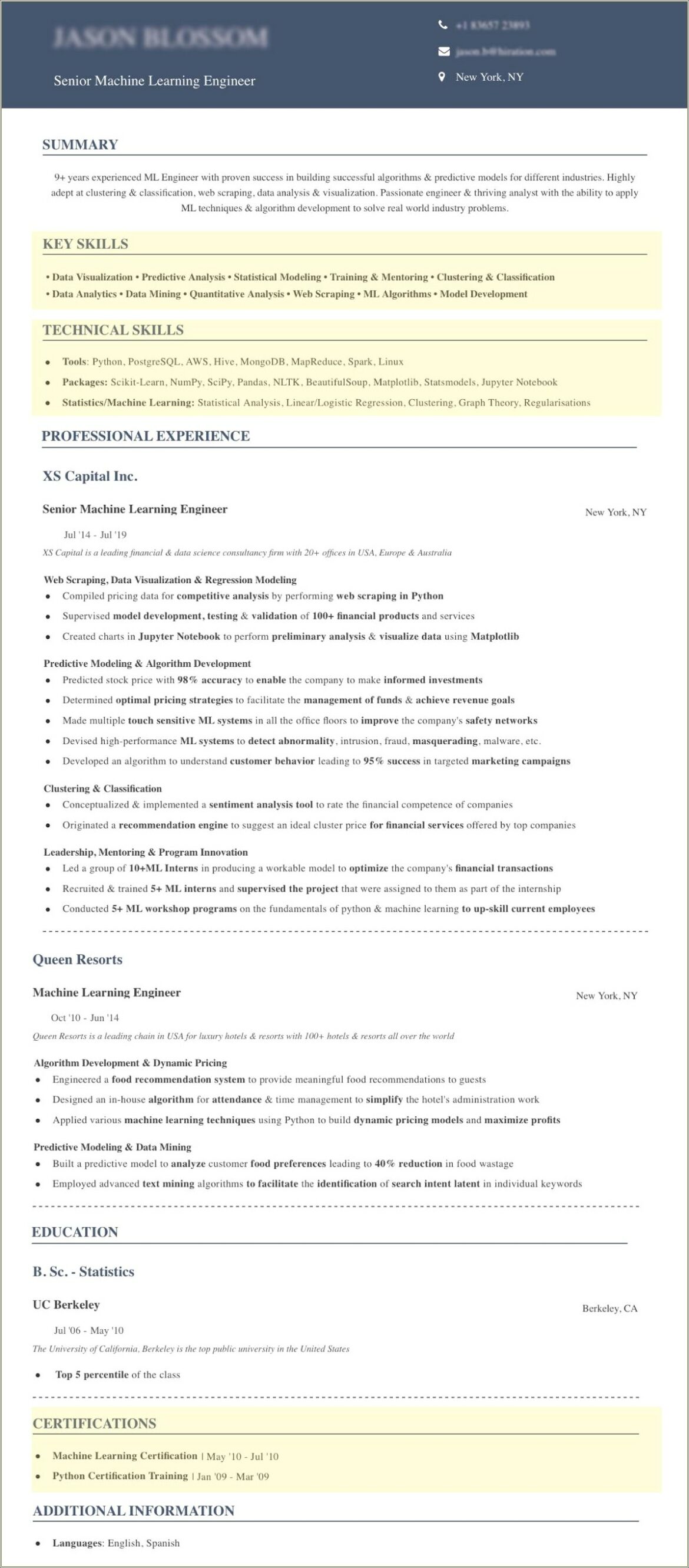 Learning And Development Manager Sample Resume