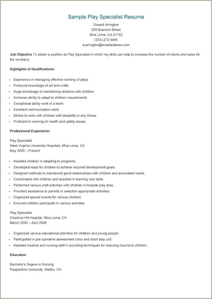 Learning And Development Specialist Resume Sample