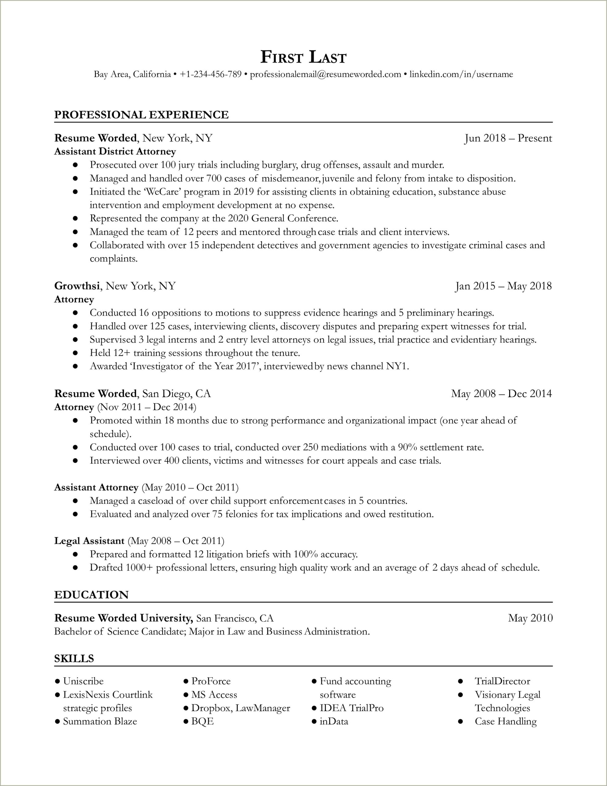 Legal Assistant Inter Job Description For Resume