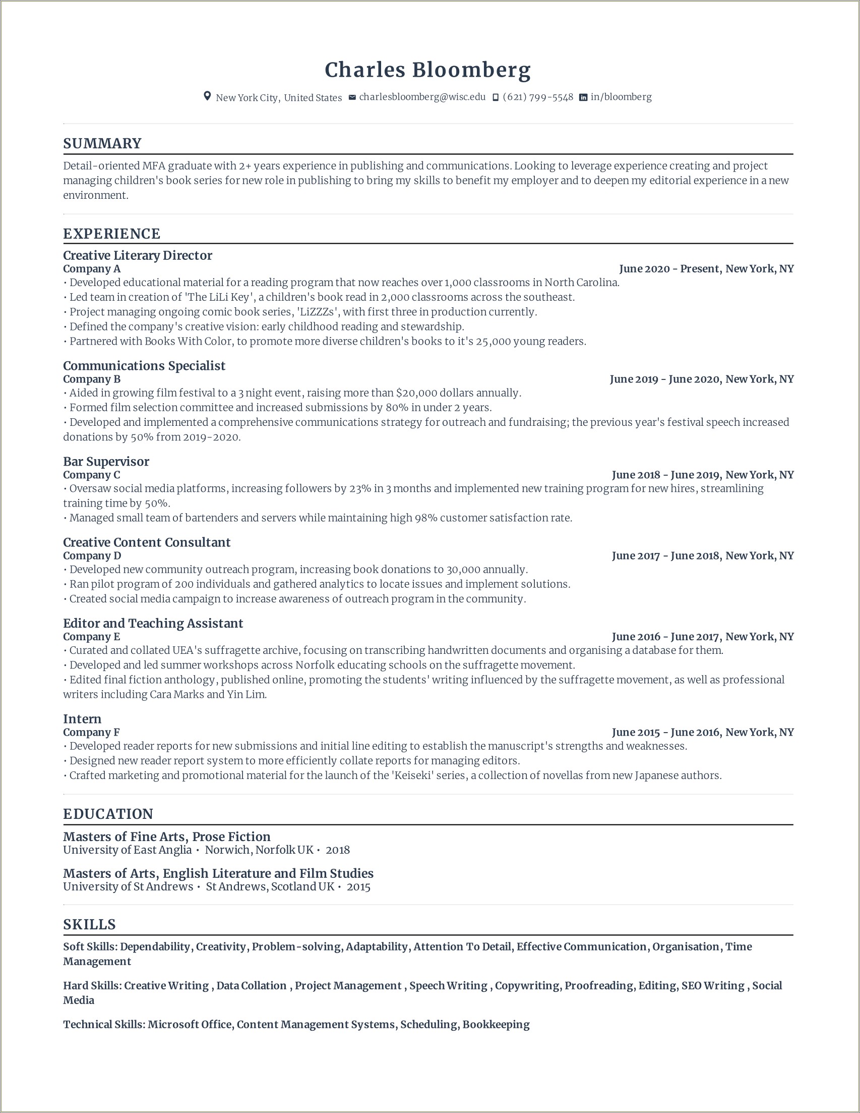 Less Than 1 Year Experience Resume