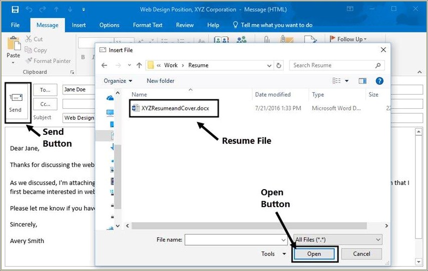 Letter By Email With An Resume