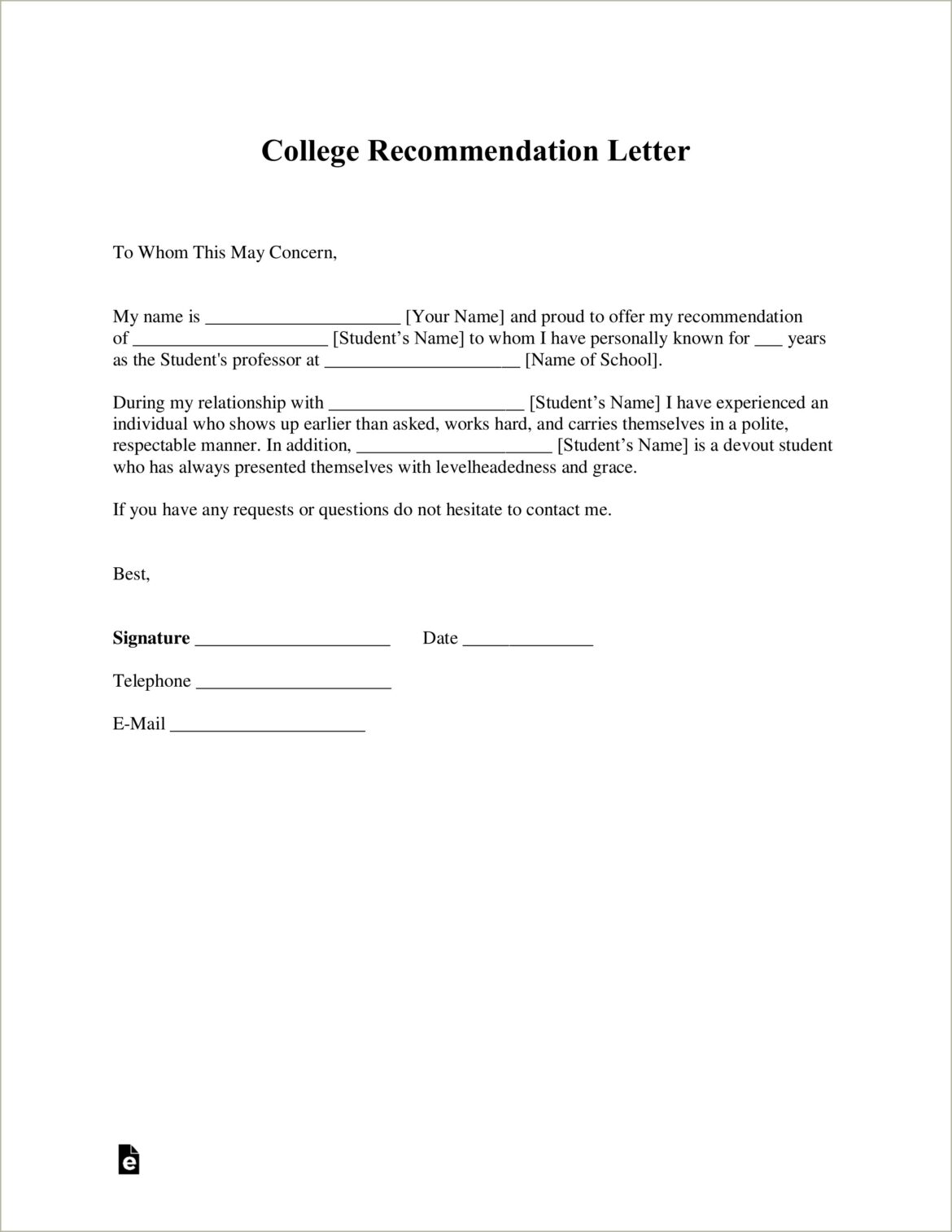 Letter Of Recommendation Example With Resume