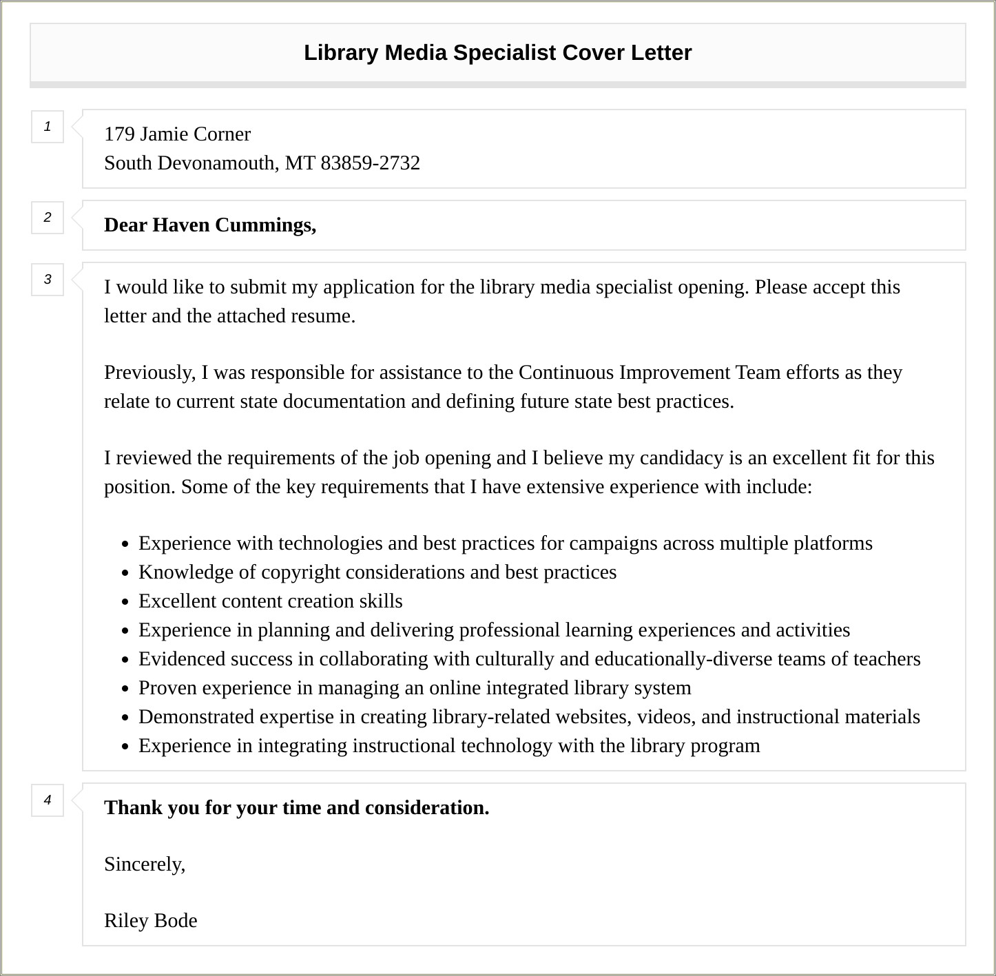 Library Media Specialist Resume Cover Letter