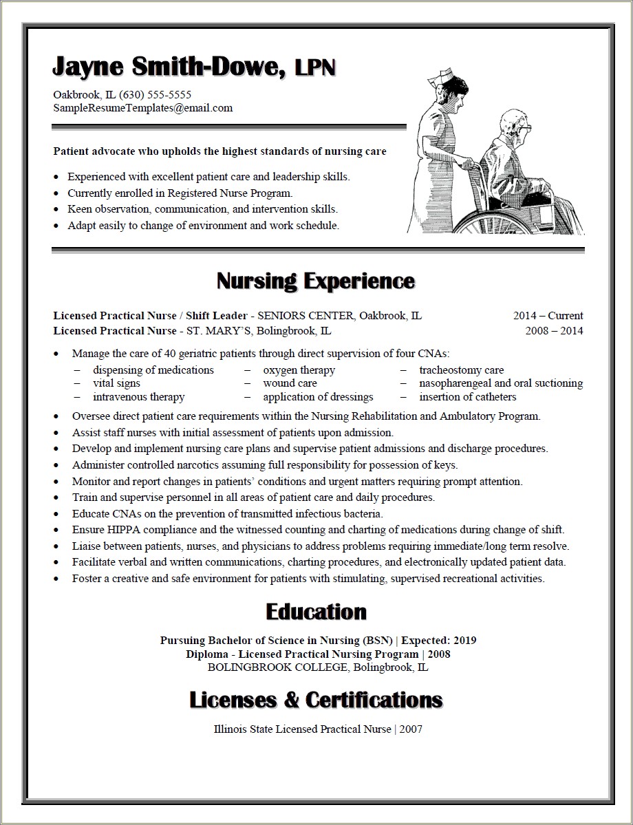 Licensed Practical Nurse Job Description Resume