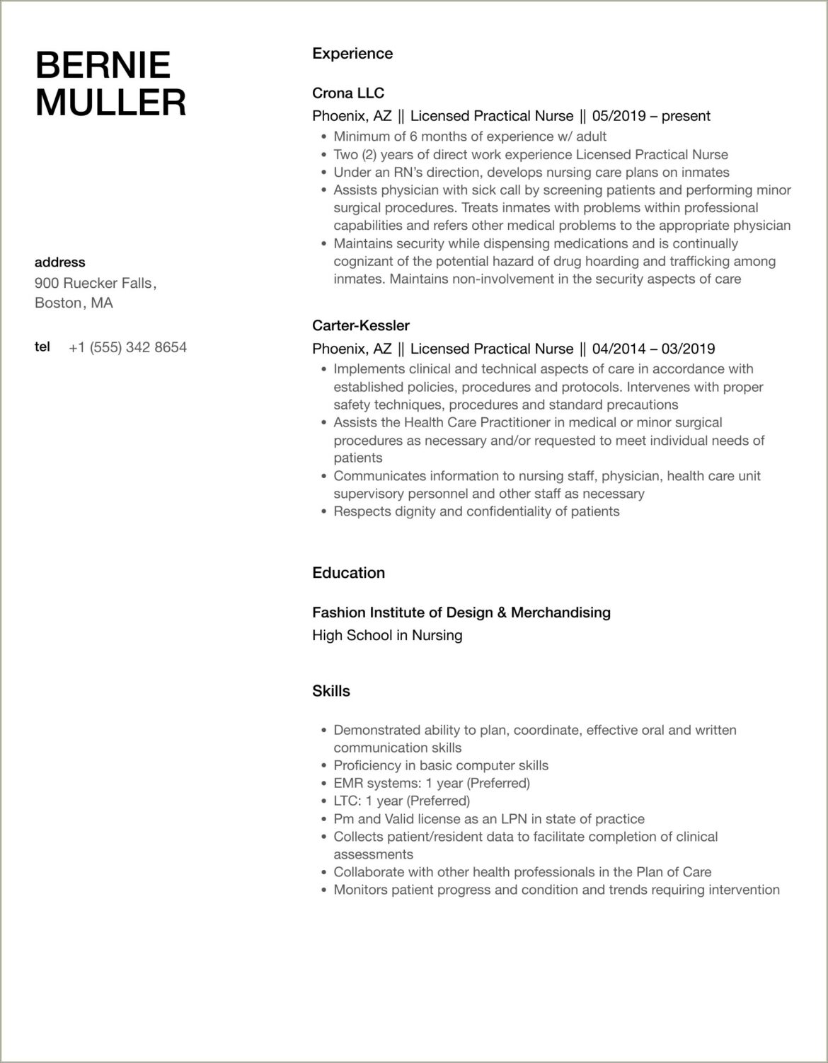 Licensed Practical Nurse Resume Samples Geriatric Surgery