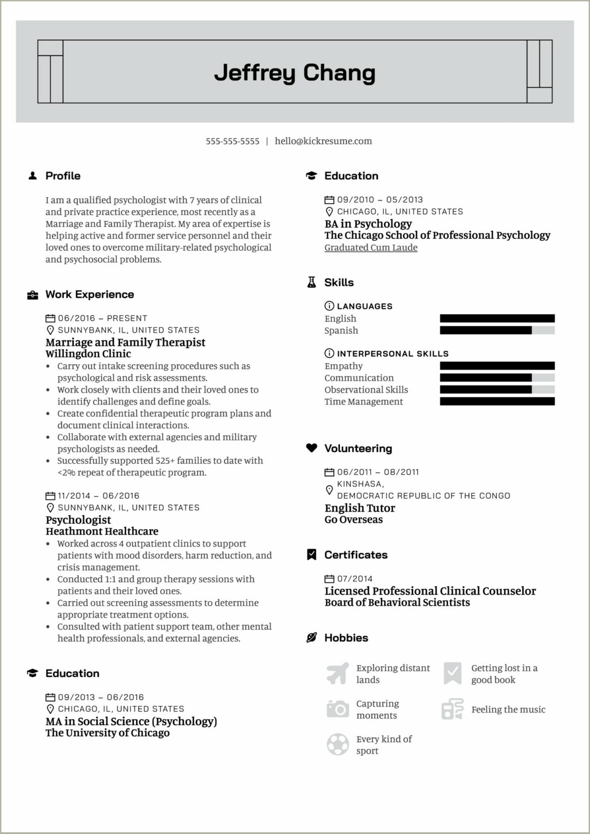 Limited Permit Marriage And Family Therapist Resume Sample