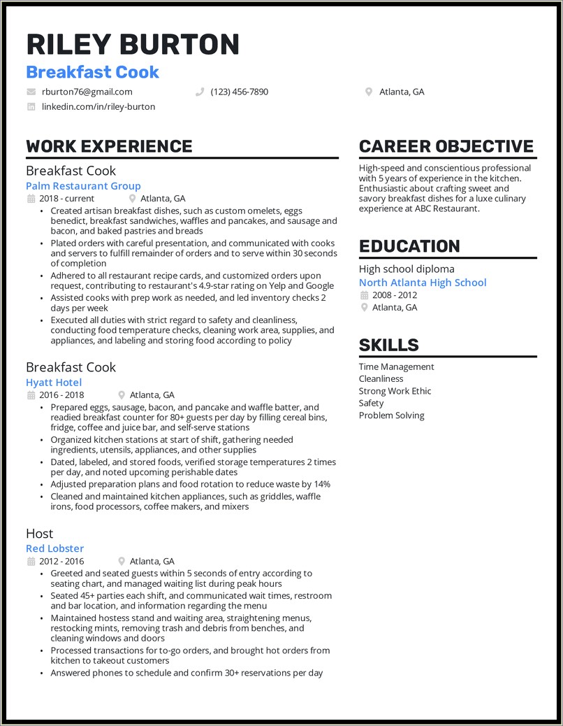 Line Cook Resume Summary Dos And Donts