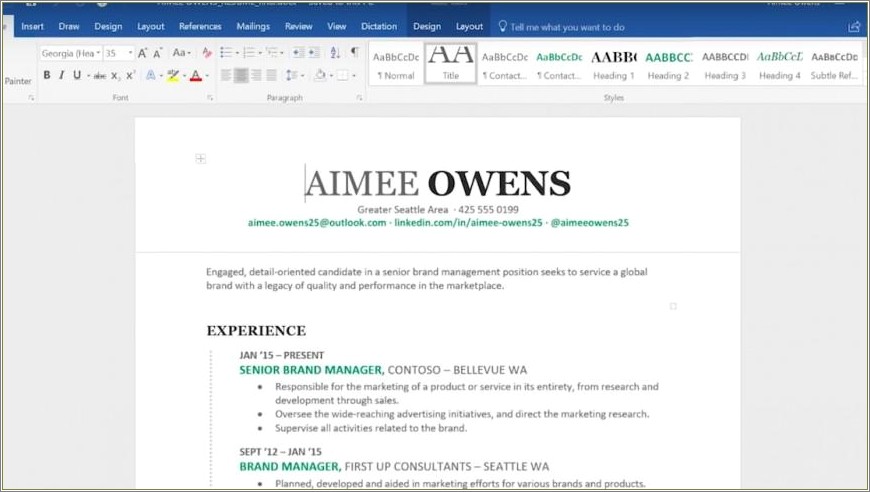 Linkedin Resume Assistant In Microsoft Word