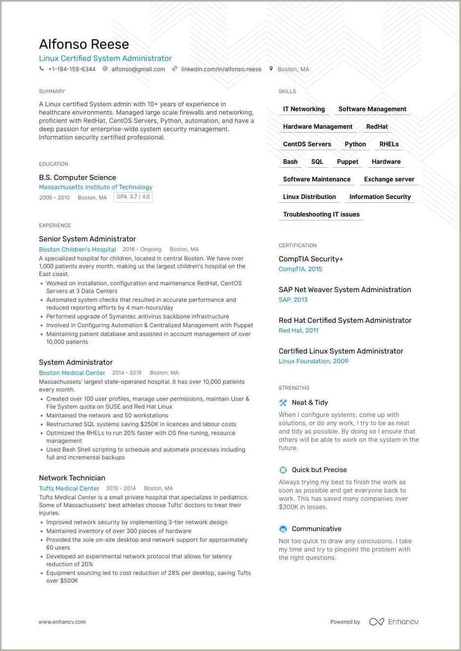 Linux Admin Sample Resume Hp Operations Orchestration