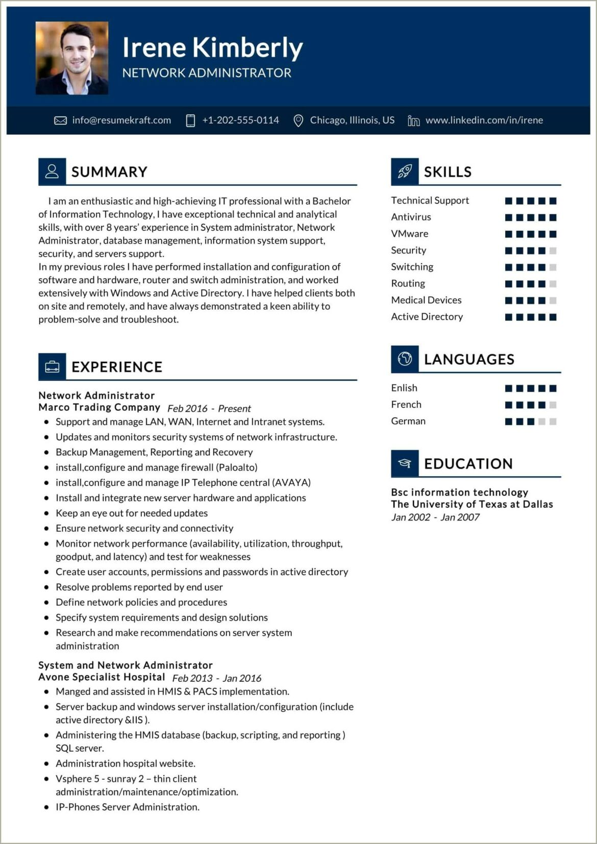 Linux Administrator 2 Years Sample Resume