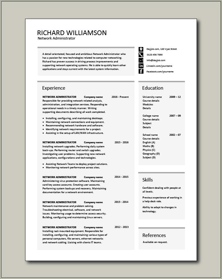 Linux Sys Administrator Resume Summary Sample