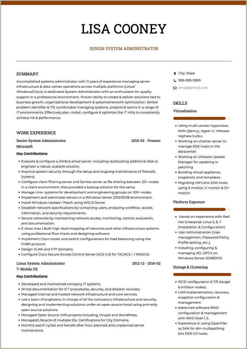 Linux System Admin Resume Raid Experience