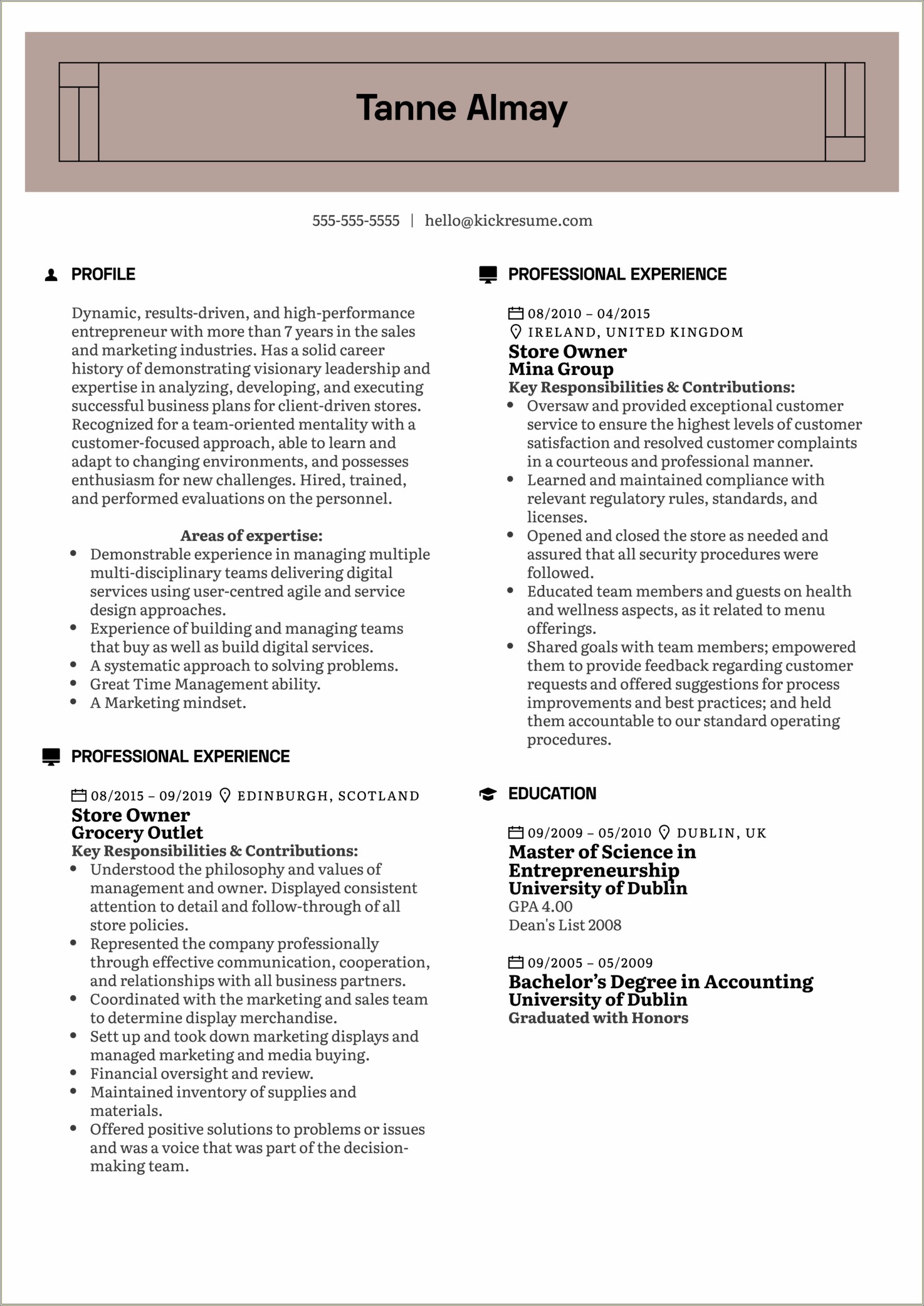 List Experience On A Resume Example