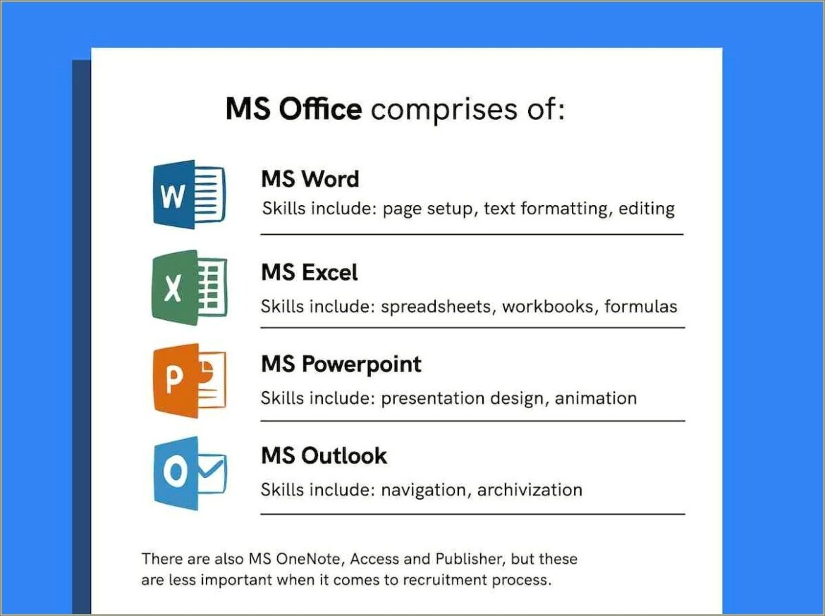 List Of Advanced Excel Skills Resume