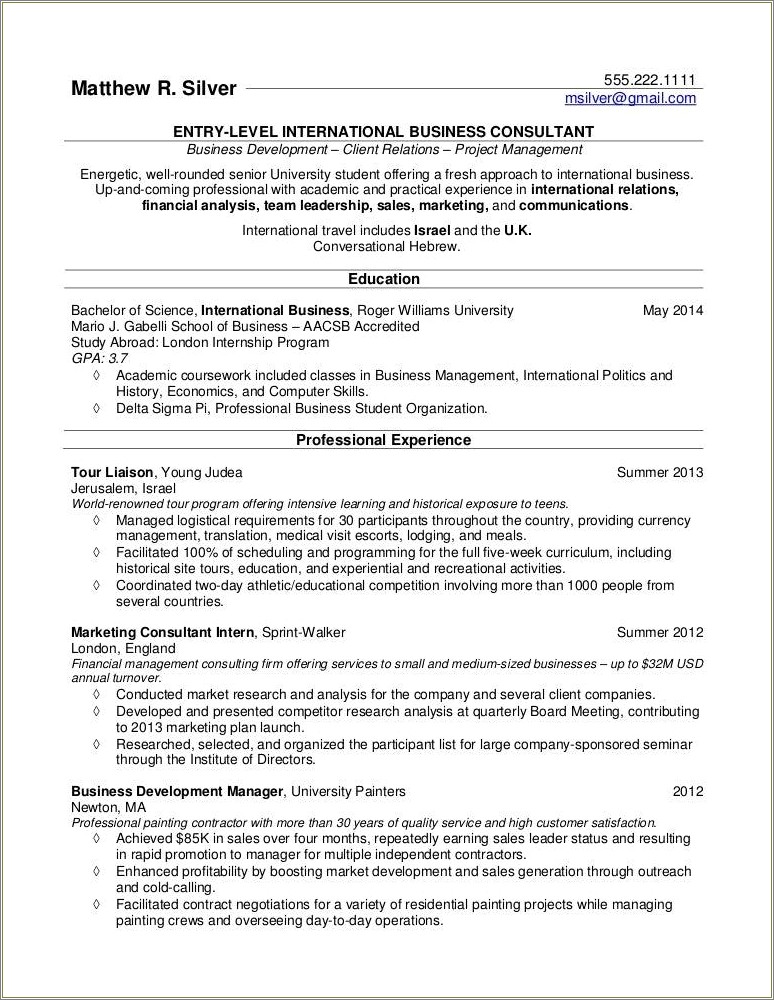 List Of College Courses On Resume Template