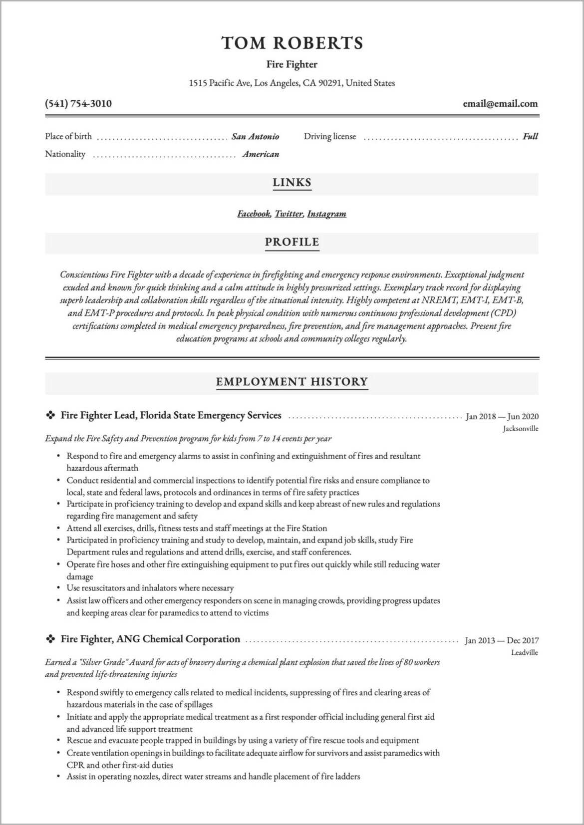 List Of Firefighter Skills For Resume