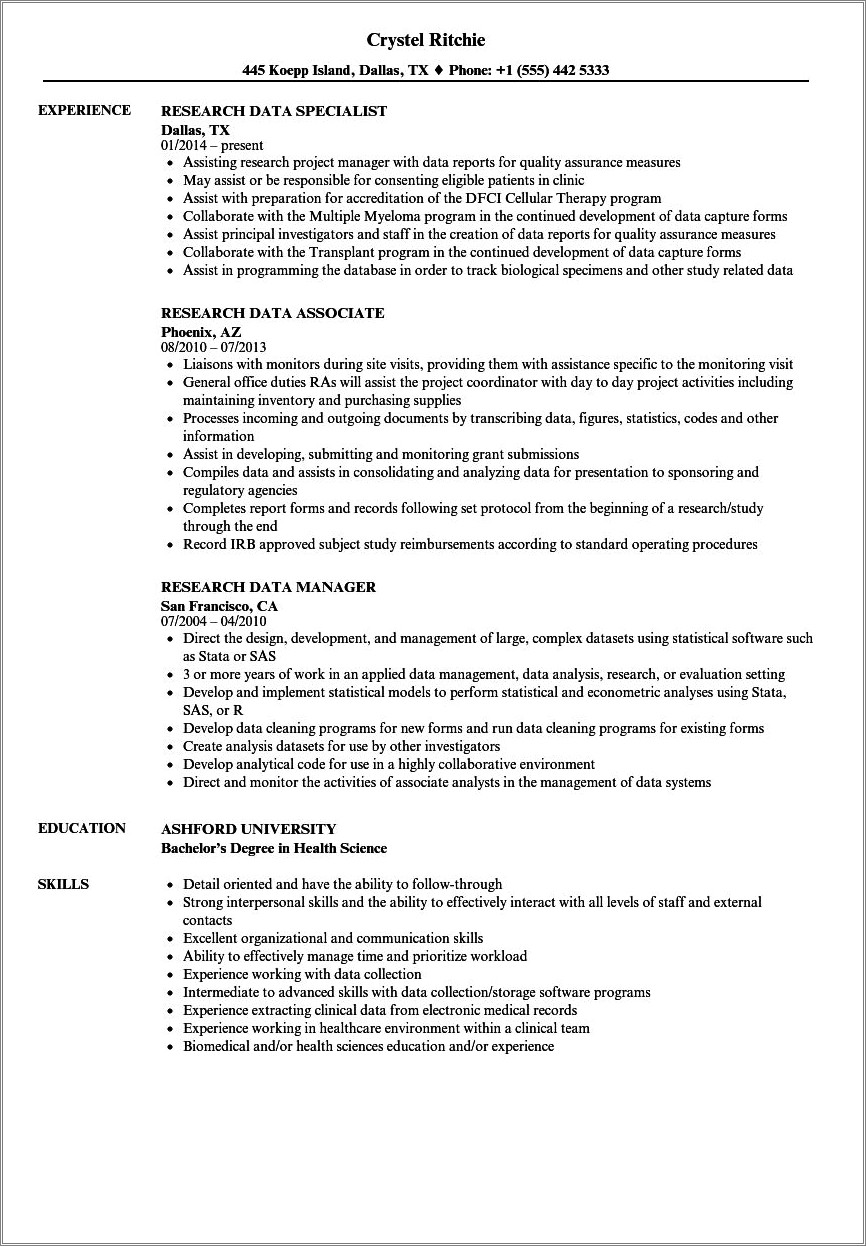 List Of Research Skills For Resume