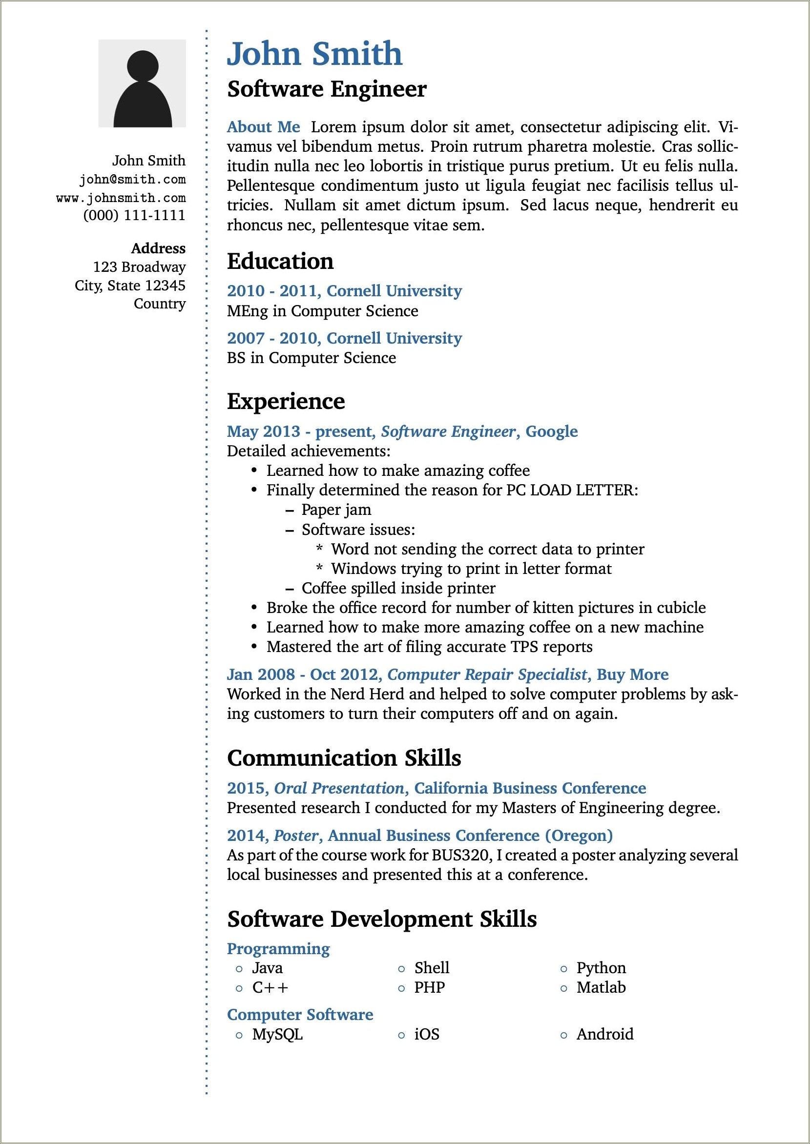 List Of Resume Examples For Skills Column