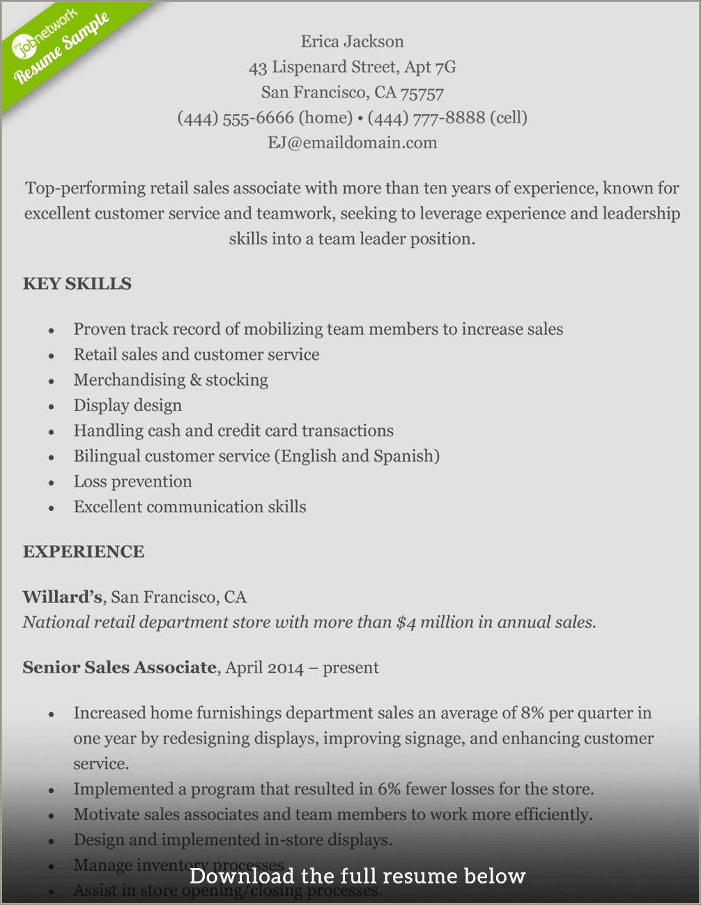 List Of Skills For Resume Sales Associate