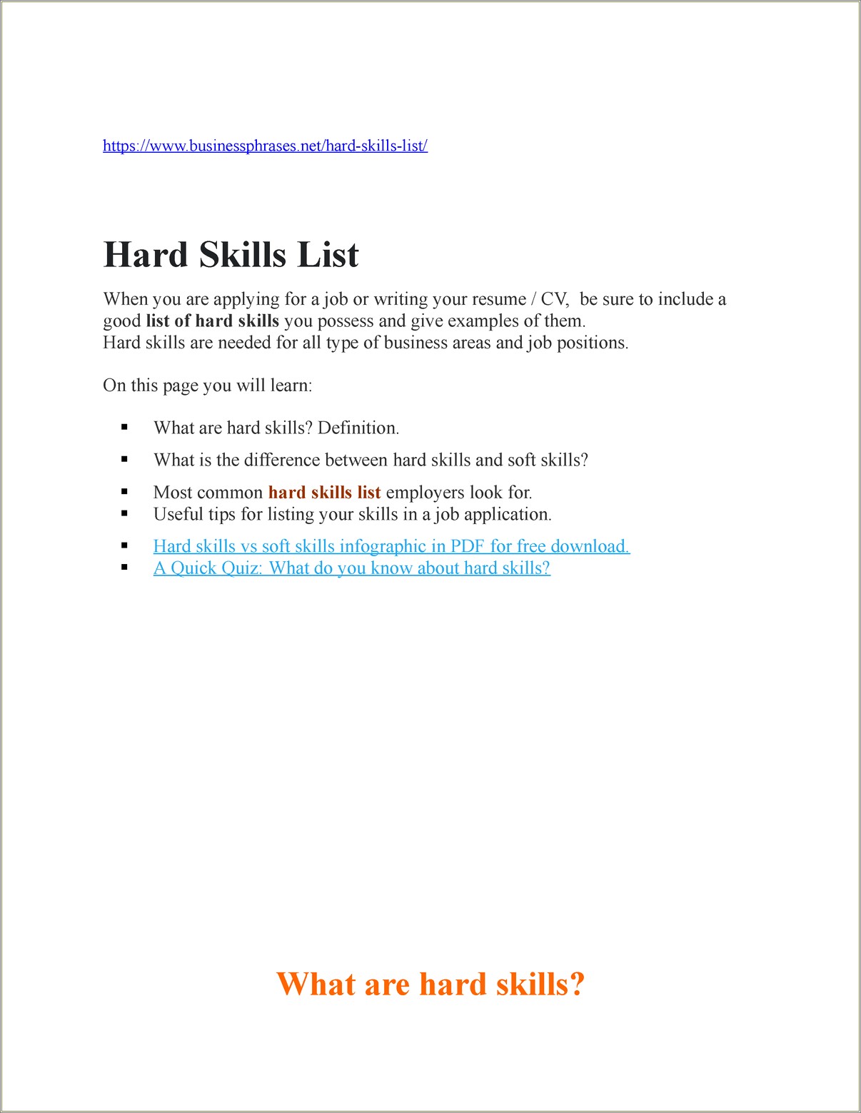 List Of Soft And Hard Skills For Resume