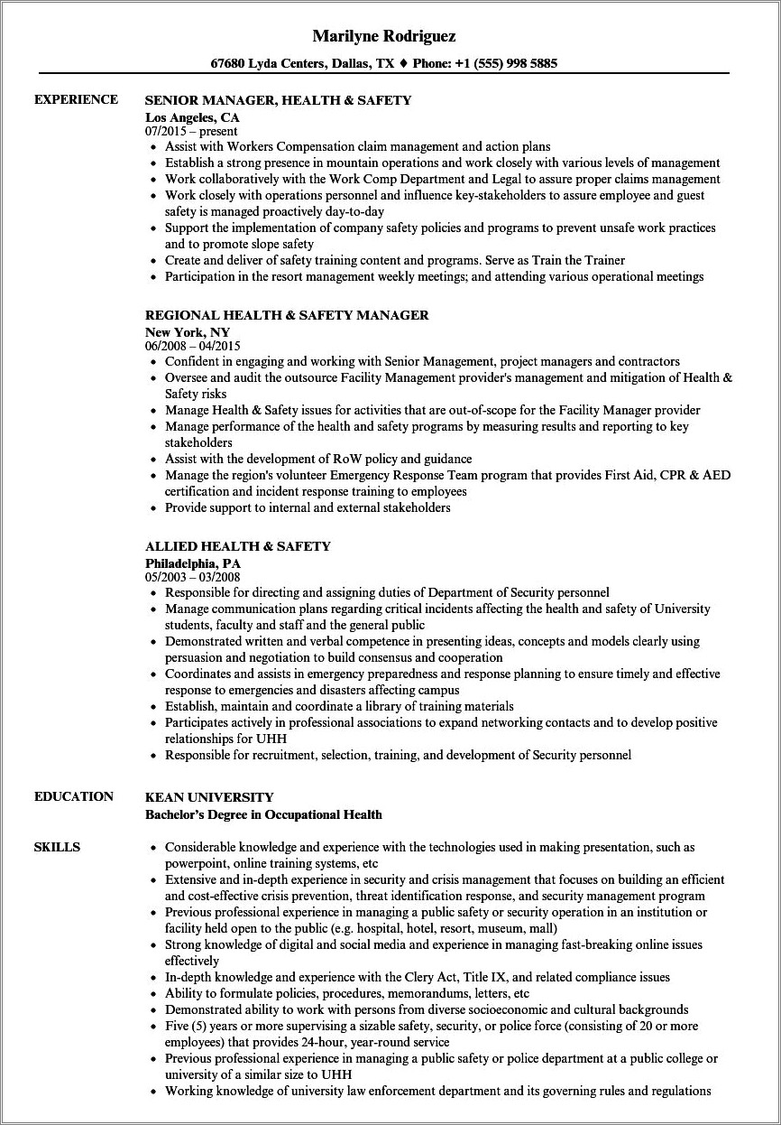 List Safety As A Skill On Resume
