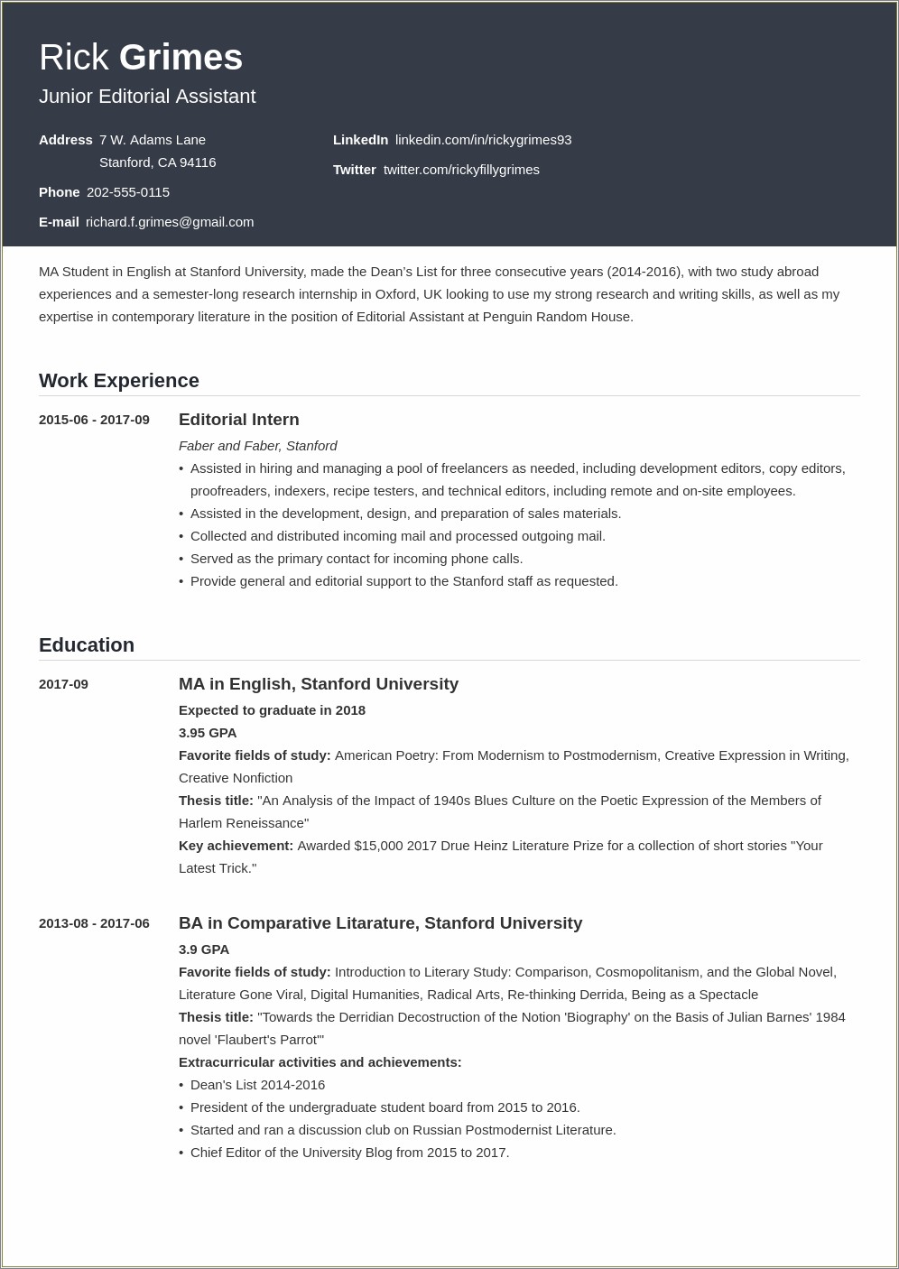 List Title As Skill Or Profession Resume