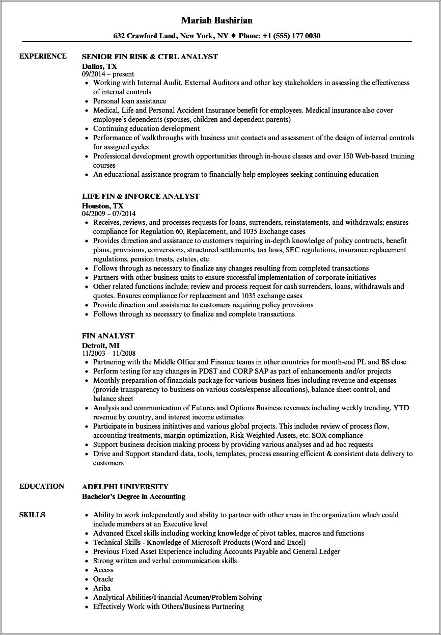 Listing Experience With Excel On A Resume