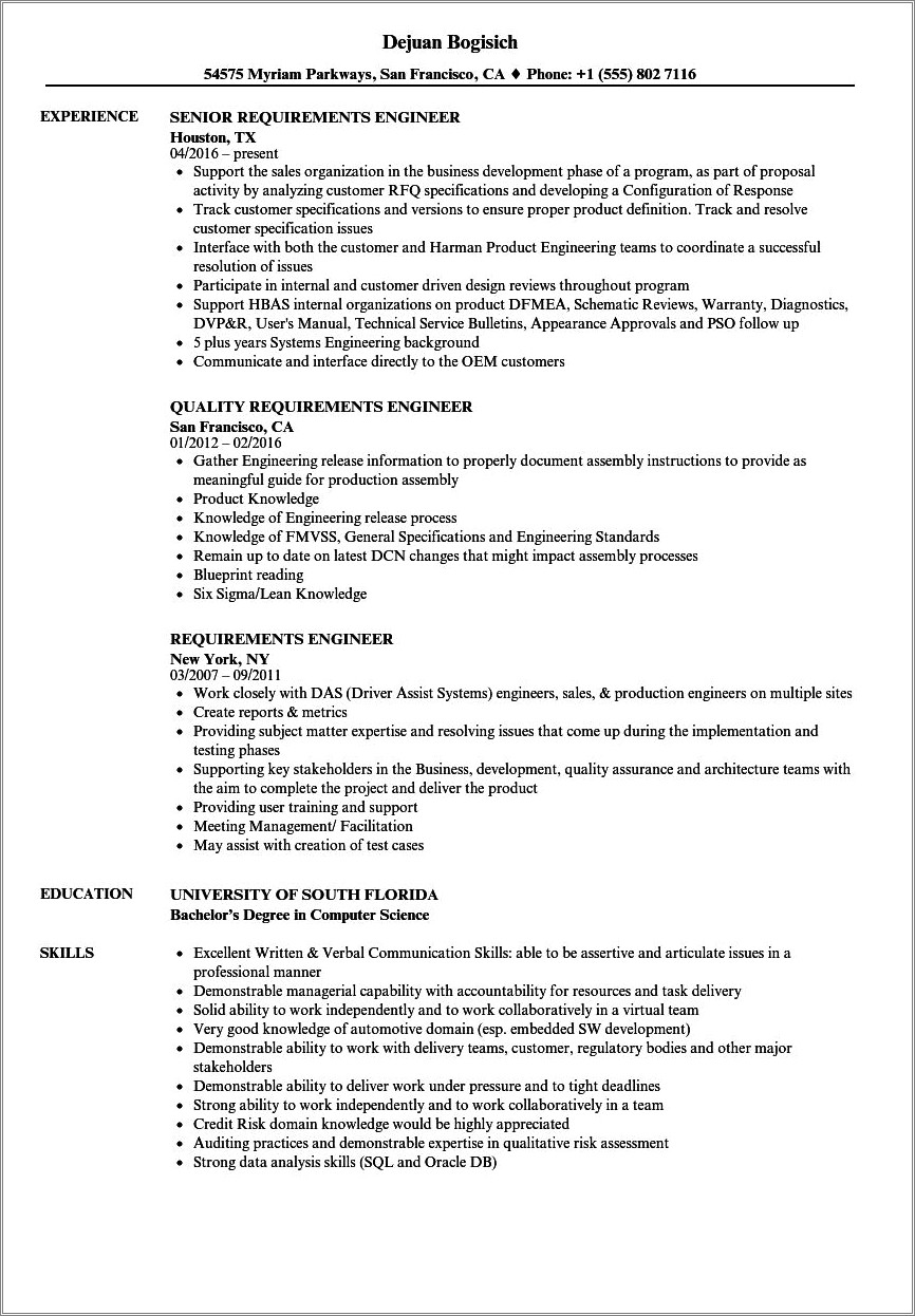 Listing Ibm Rational Doors Experience On Resume