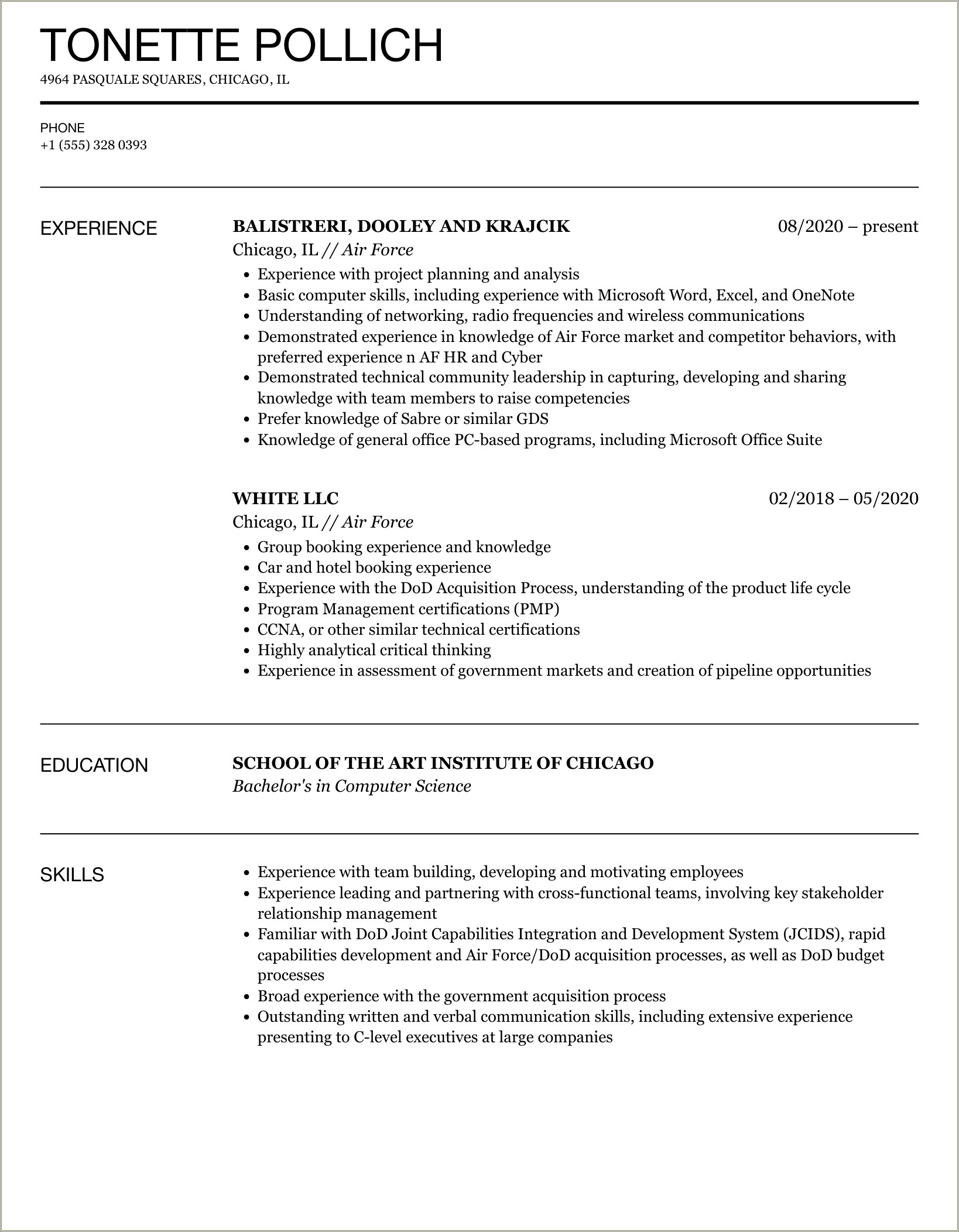 Listing Marine Corps Experience On A Resume