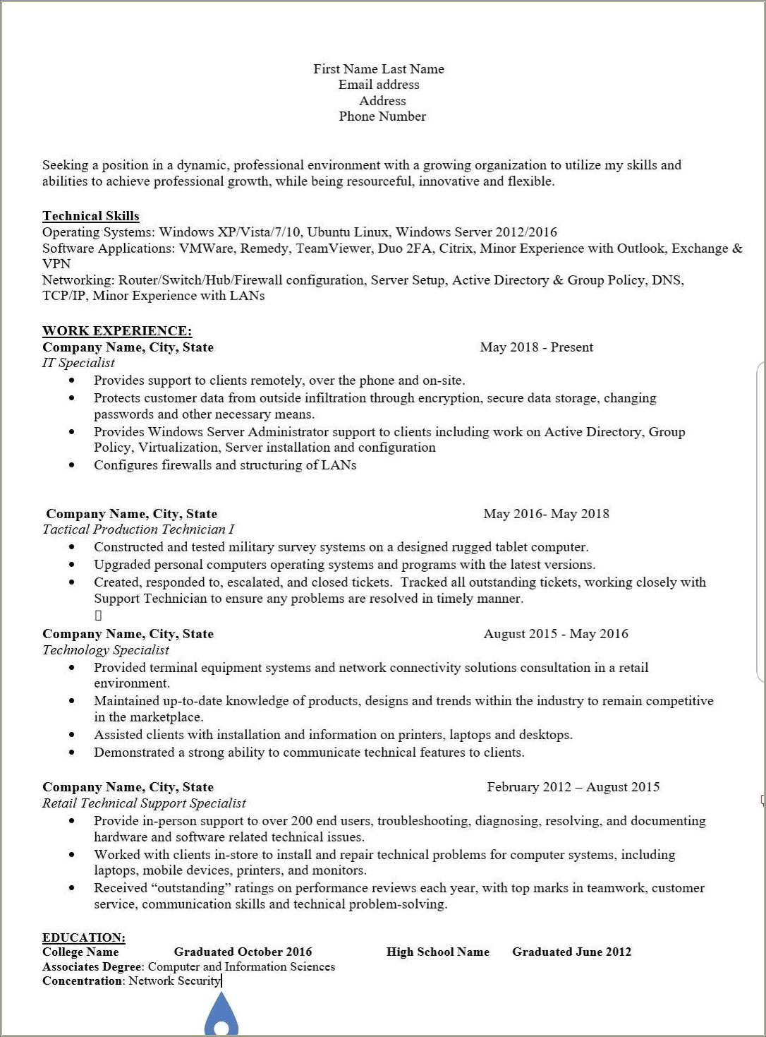 Listing Minor Experience With An Os On Resume