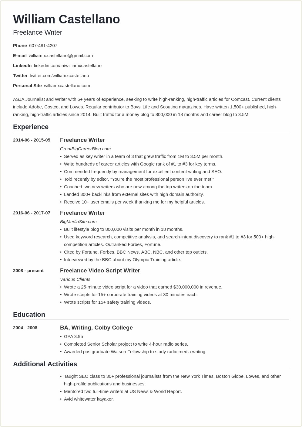 Listing Multiply Jobs At Same Company On Resume