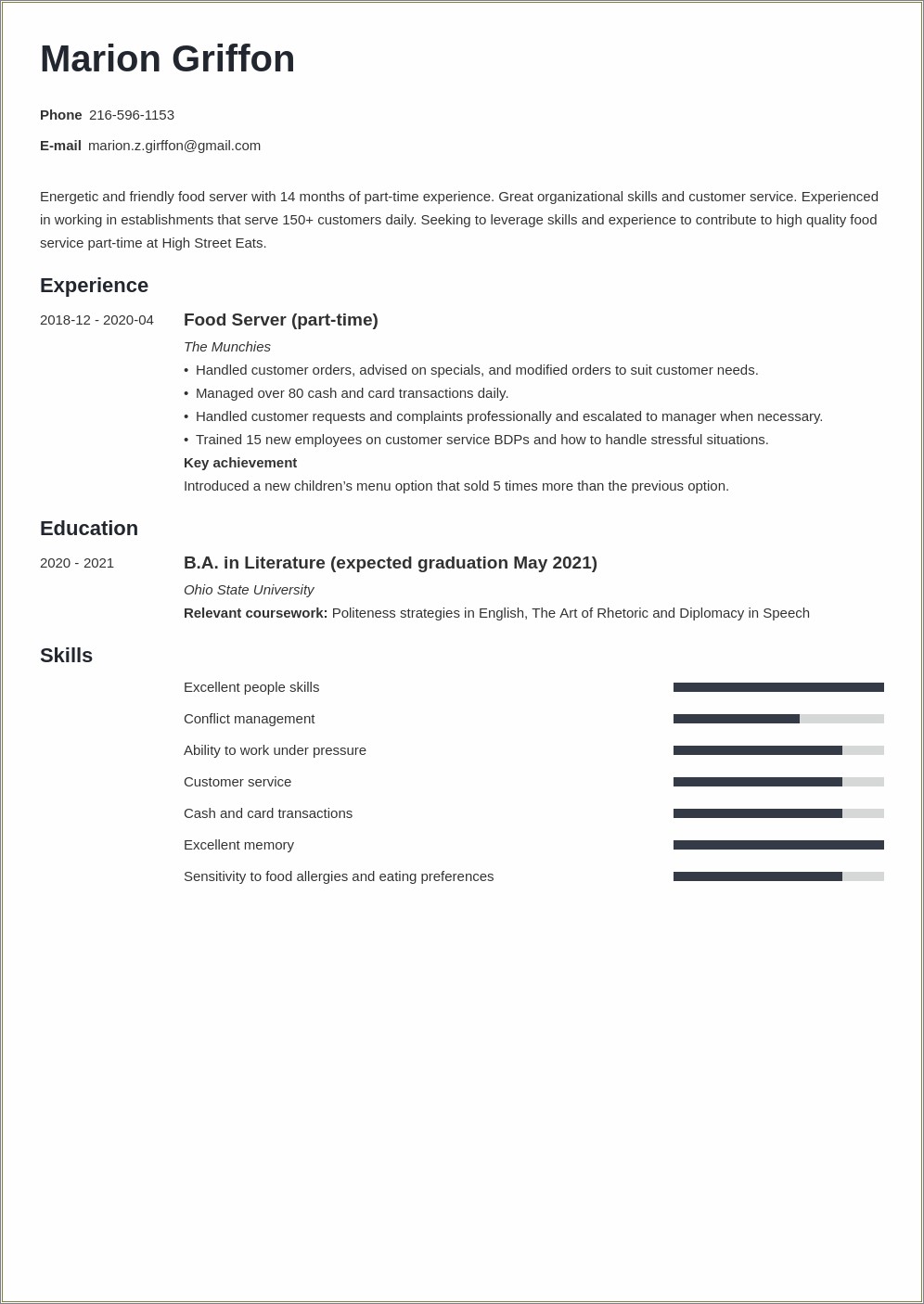 Listing Part Time Job Resume Student