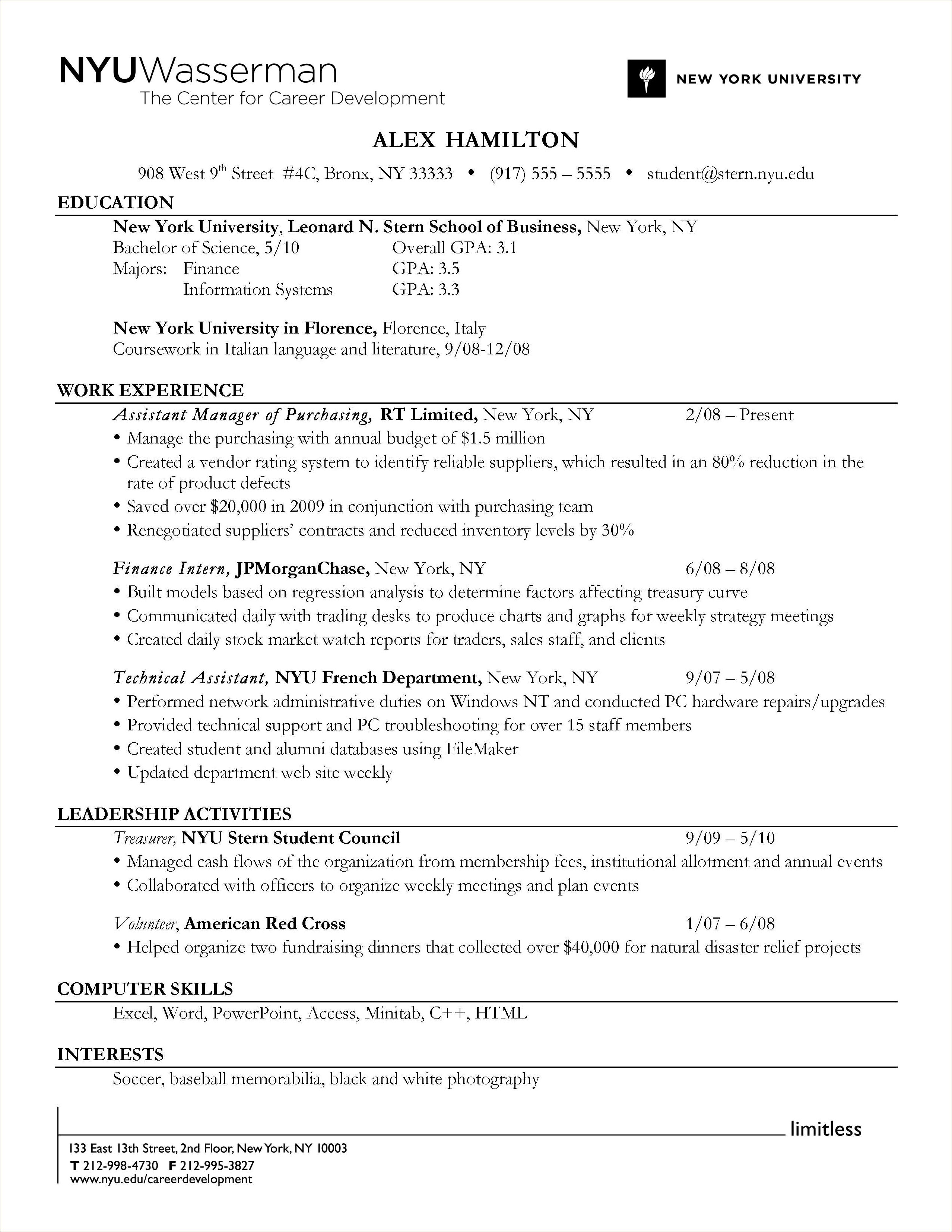 Listing Professional Experience On A Resume