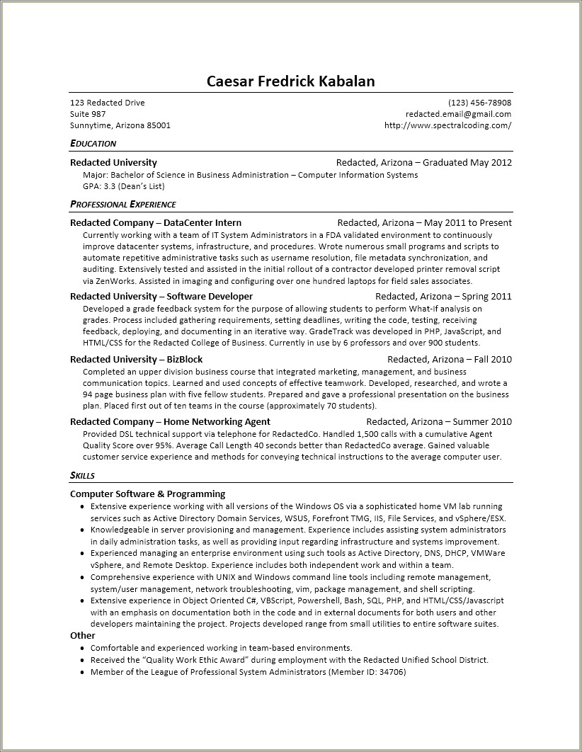 Listing Restaurant Experience On Professional Resume
