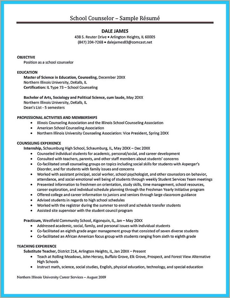Listing School Cousneling Certification On Resume